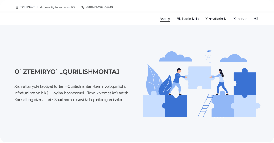 O`ZTEMIRYO`LQURILISHMONTAJ